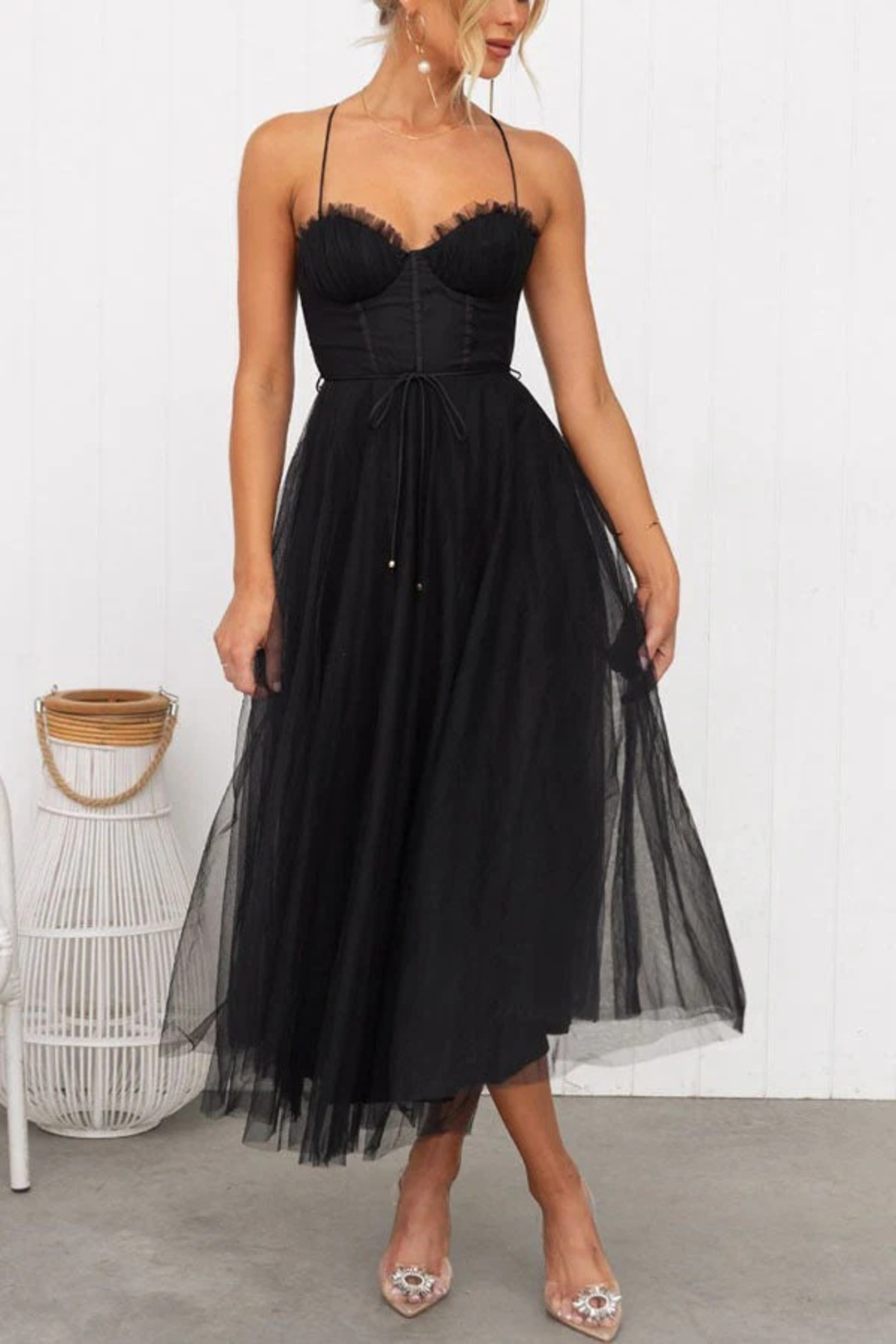 Damen fließendes Midikleid Hochzeitsgast festlich