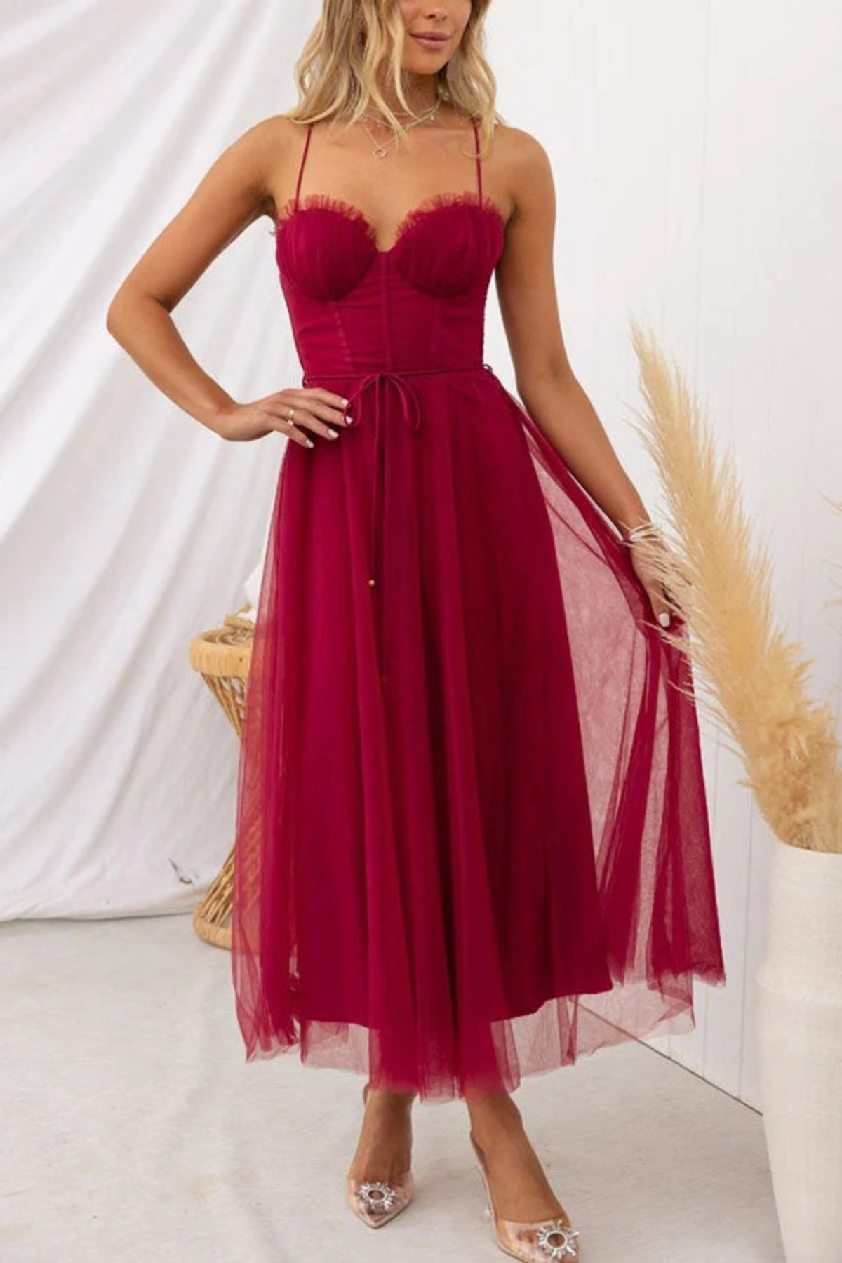Damen fließendes Midikleid Hochzeitsgast festlich - Image 8