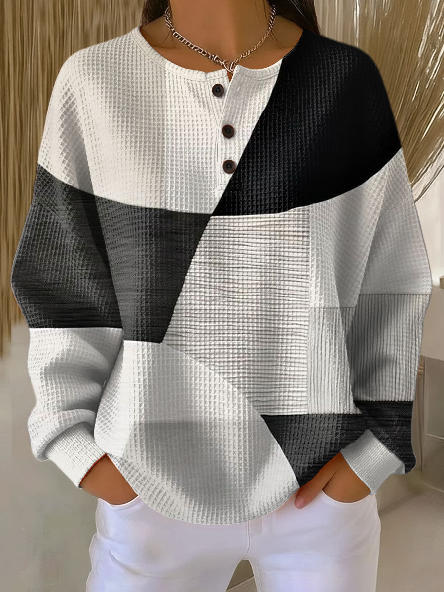 Damen Waffelstrickpullover Oversize Warm Kuschelig Dick - Image 2