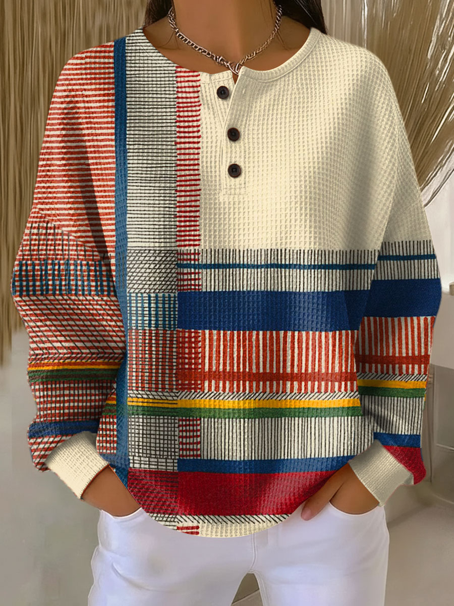 Damen Waffelstrickpullover Oversize Warm Kuschelig Dick - Image 6
