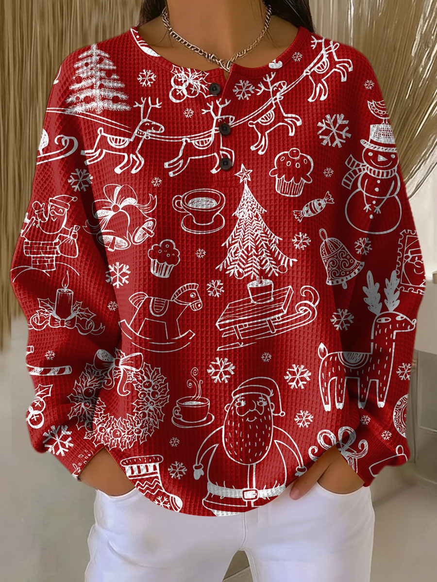 Damen Waffelstrickpullover Oversize Warm Kuschelig Dick - Image 21