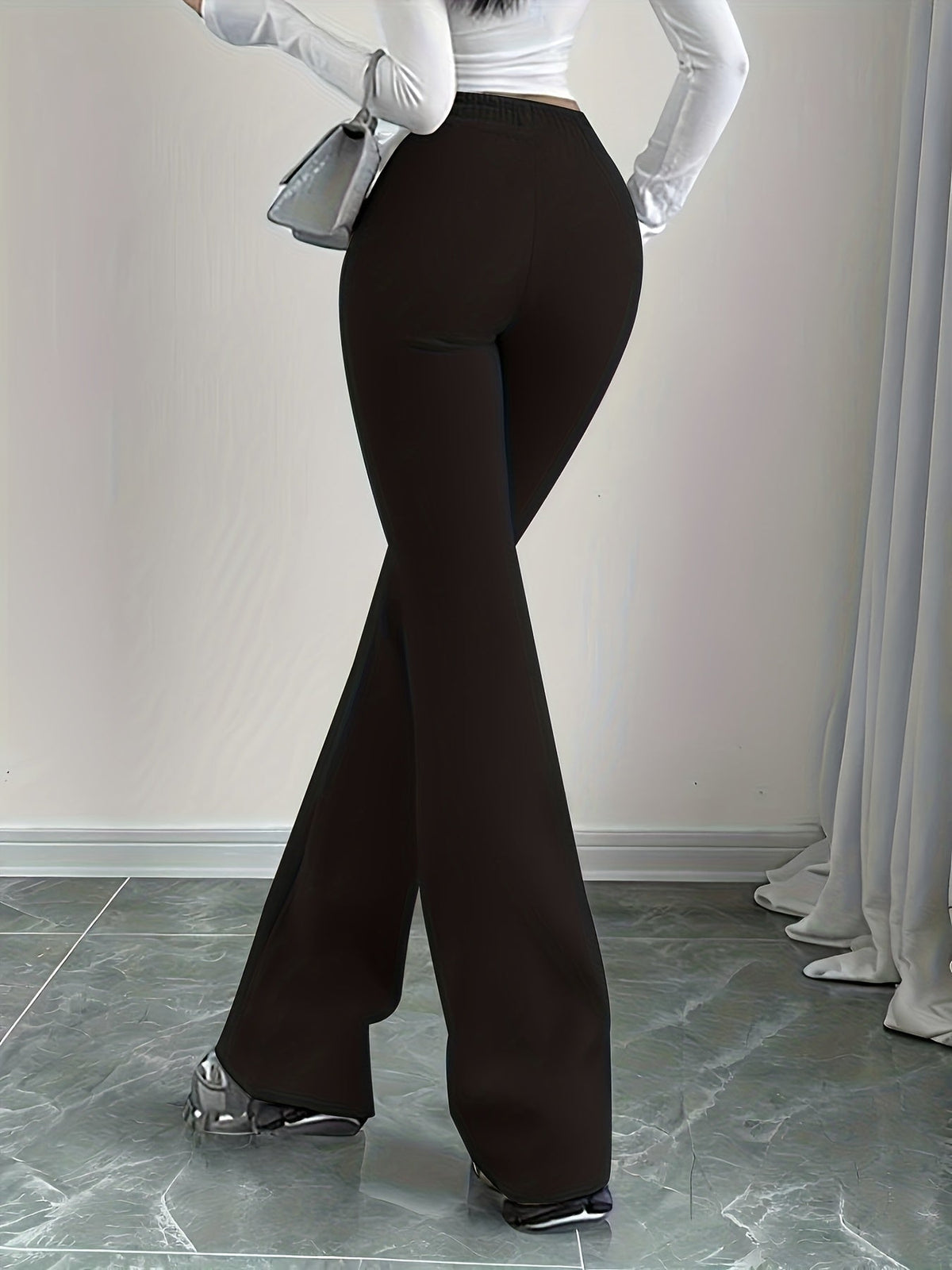 Damen Schlaghose Hoher Bund High Waist Hose - Image 3