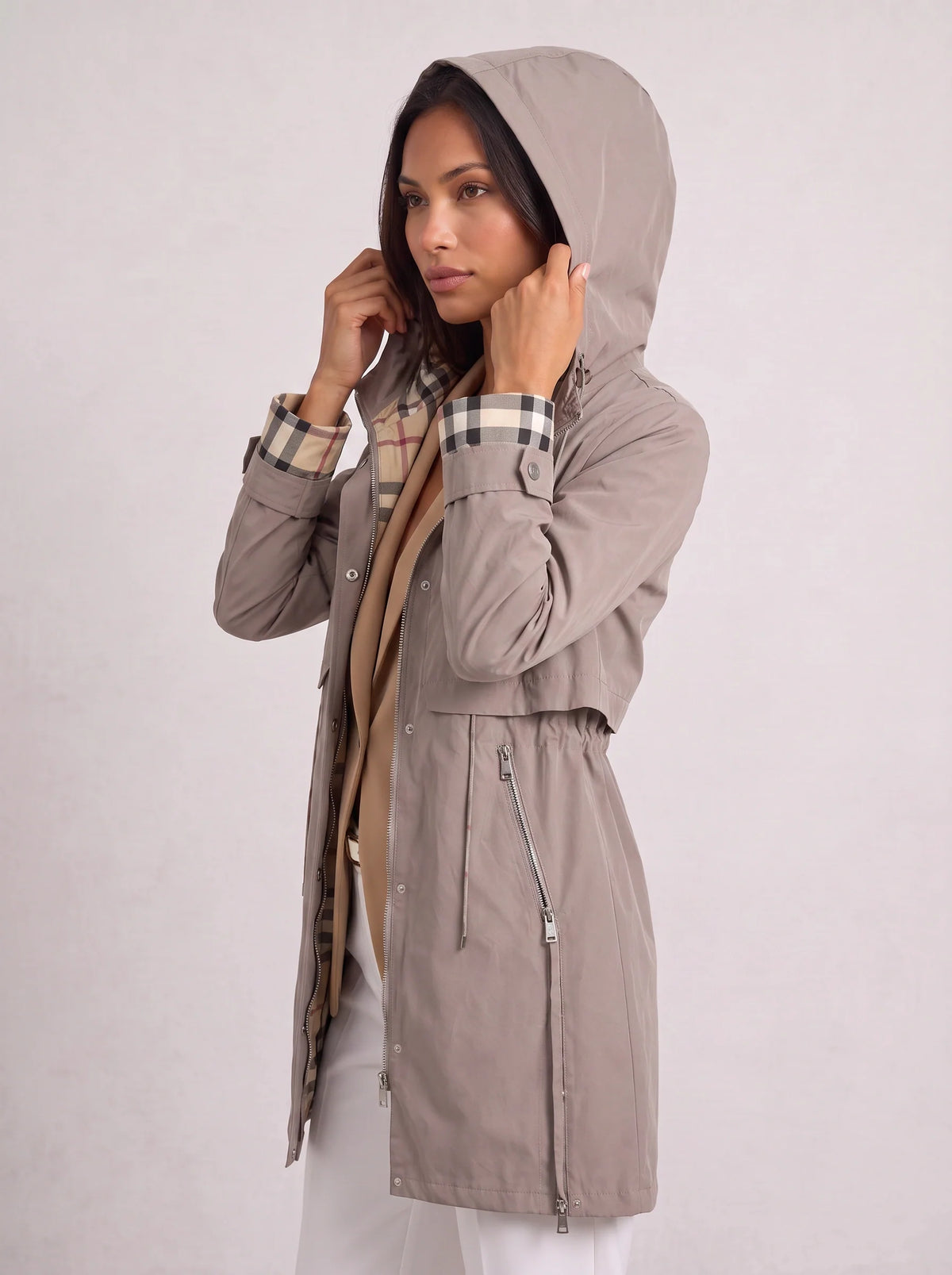 Damen Kapuzenparka leicht langer wasserabweisender Mantel - Image 2