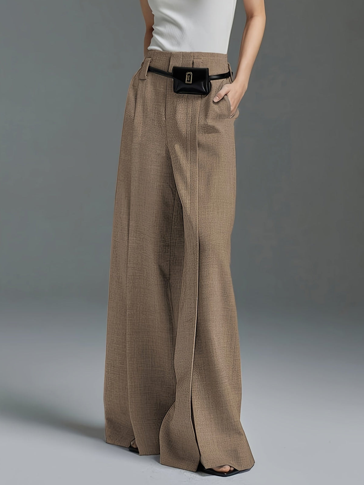 Damen Marlenehose High Waist Weite Stoffhose - Image 10
