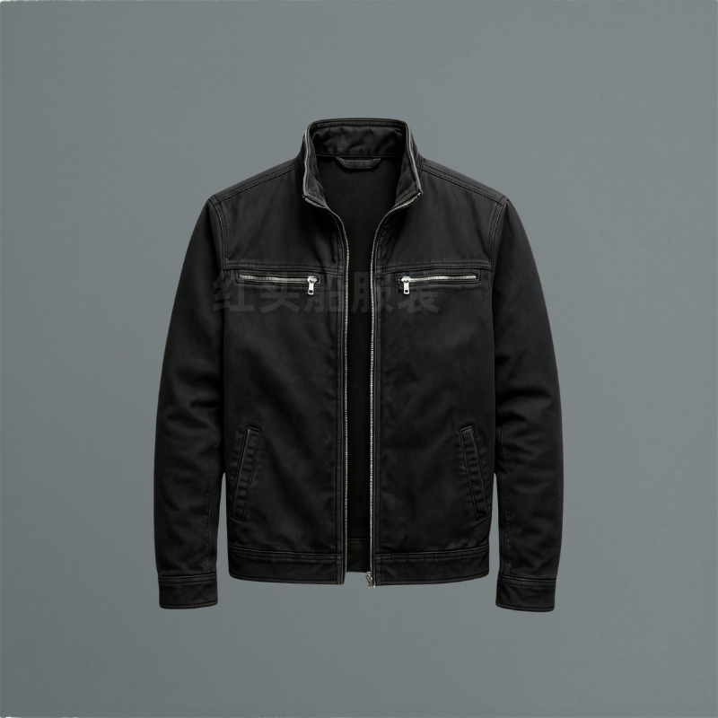 Damen Baumwolljacke Stehkragen Reißverschluss Used Look - Image 3