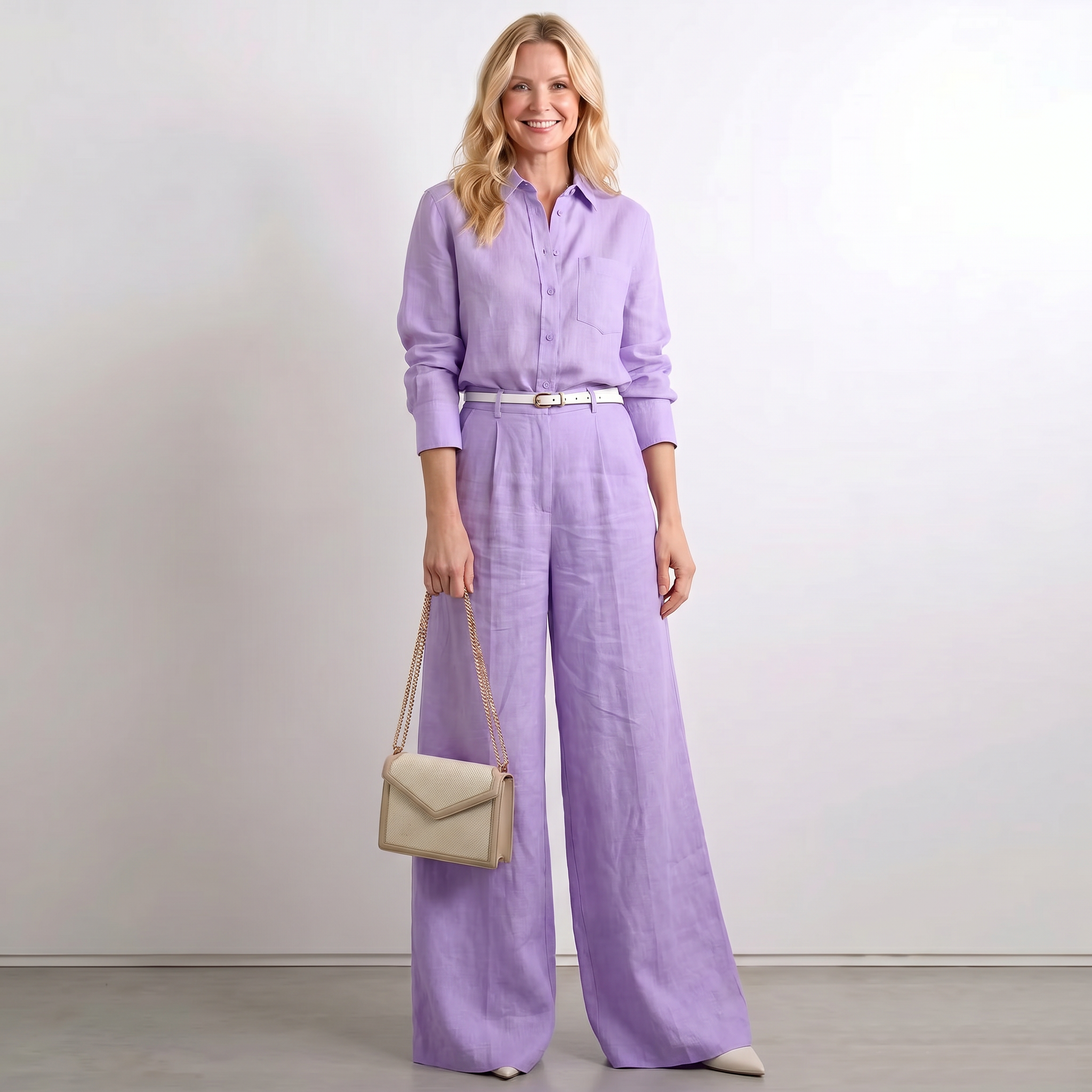 Women Linen Wide Leg Palazzo Pants - Image 4
