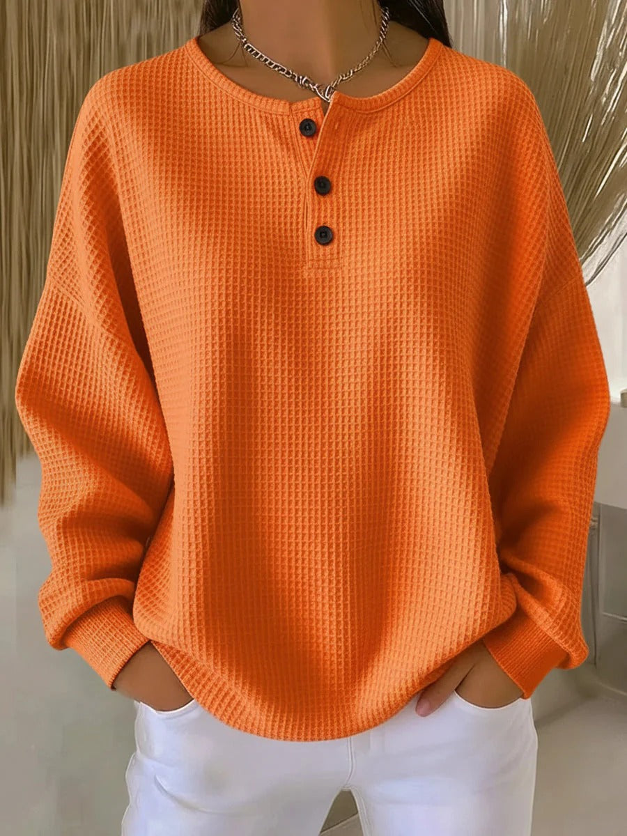 Damen Waffelstrickpullover Oversize Warm Kuschelig Dick - Image 7