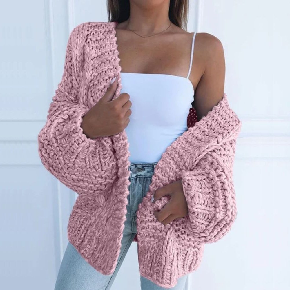 Damen Oversized Grobstrick Strickjacke - Image 7