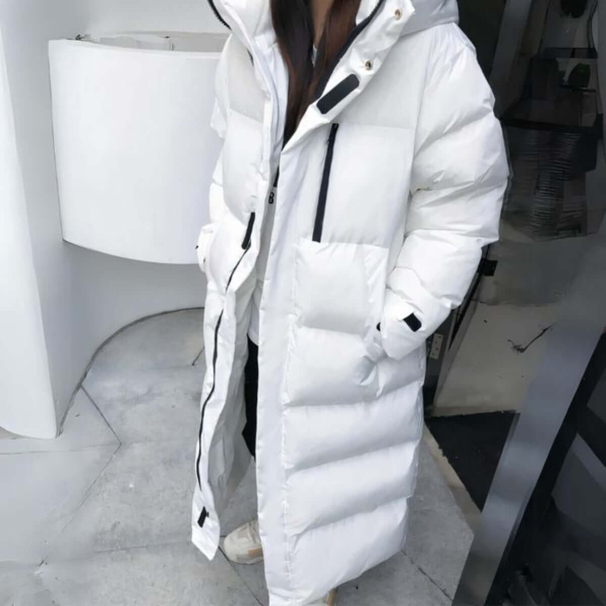Damen Lange Pufferjacke Warm Wasserdicht Winddicht Winterjacke - Image 5