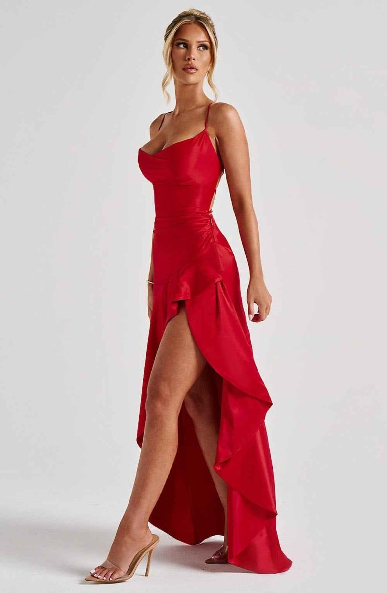 Damen Maxikleid mit Schlitz Elegant Lang - Image 15