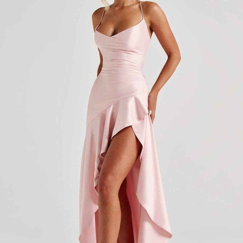 Damen Maxikleid mit Schlitz Elegant Lang - Image 4