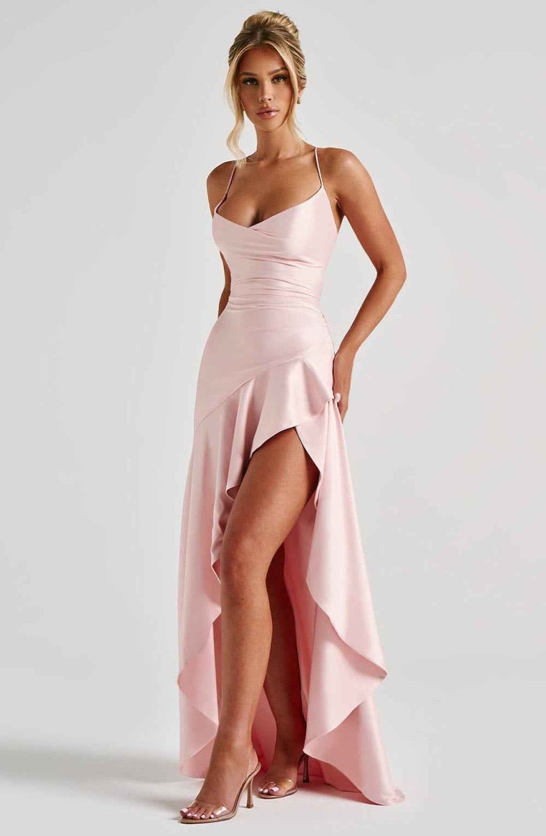 Damen Maxikleid mit Schlitz Elegant Lang - Image 4