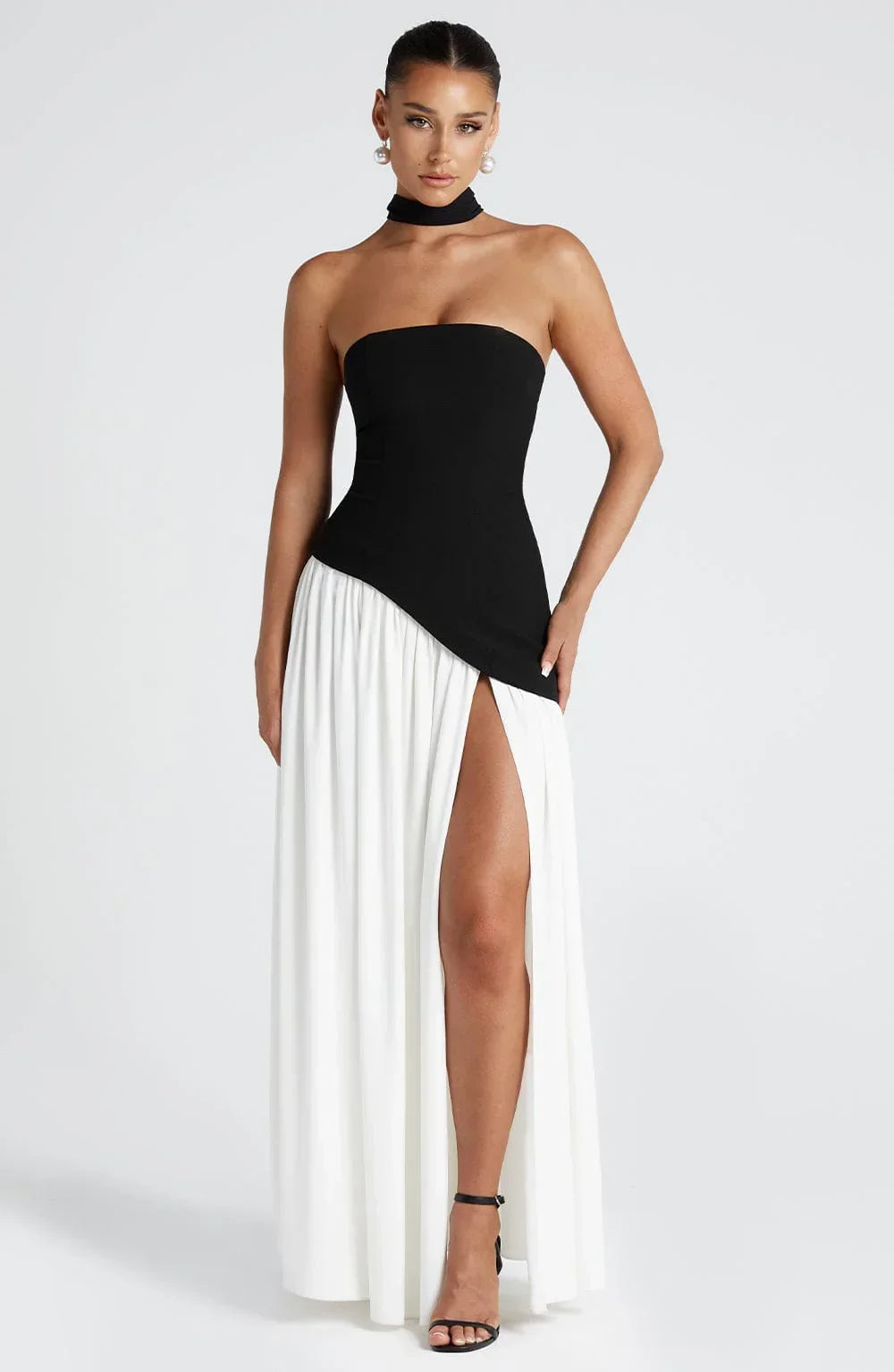 Trägerloses Korsett Maxikleid Schaldetail hohem Schlitz - Image 13