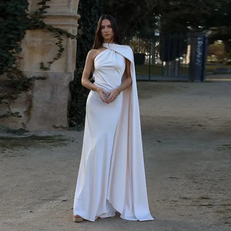 Damen Maxikleid Einschulter Drapiert - Image 11