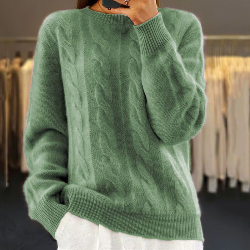 Damen Zopfstrickpullover Kuscheliger Warmer Strickpullover - Image 4