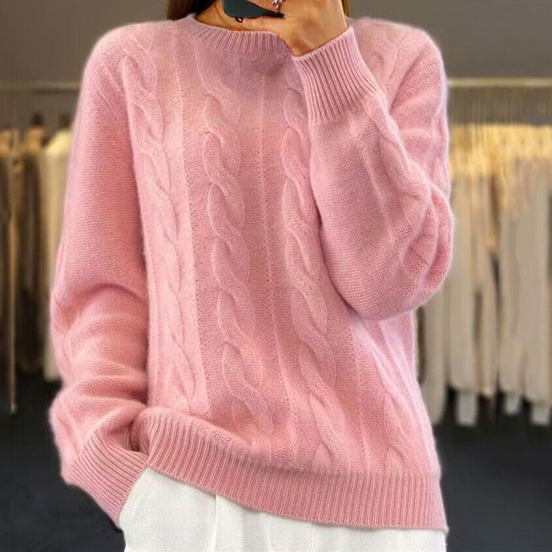 Damen Zopfstrickpullover Kuscheliger Warmer Strickpullover - Image 6