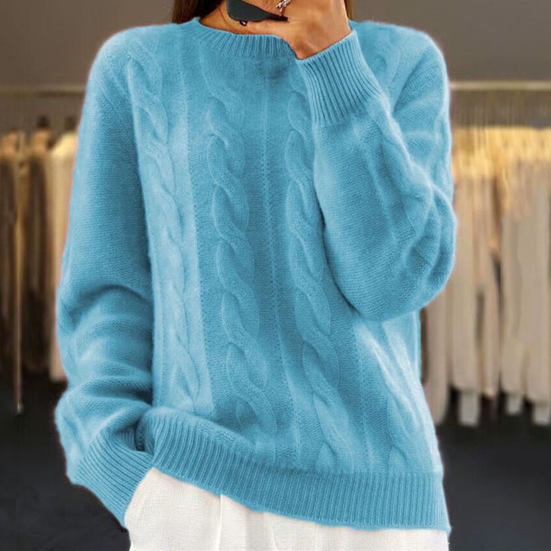 Damen Zopfstrickpullover Kuscheliger Warmer Strickpullover - Image 8