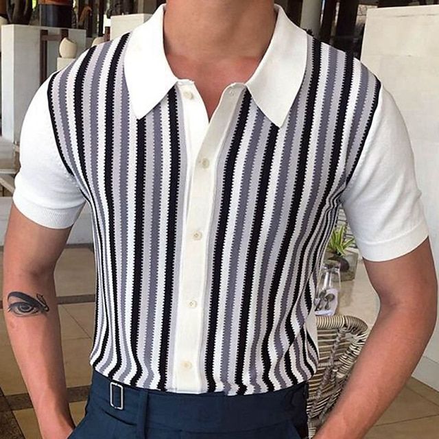 Herren Poloshirt gestreift Kurzarm - Image 3