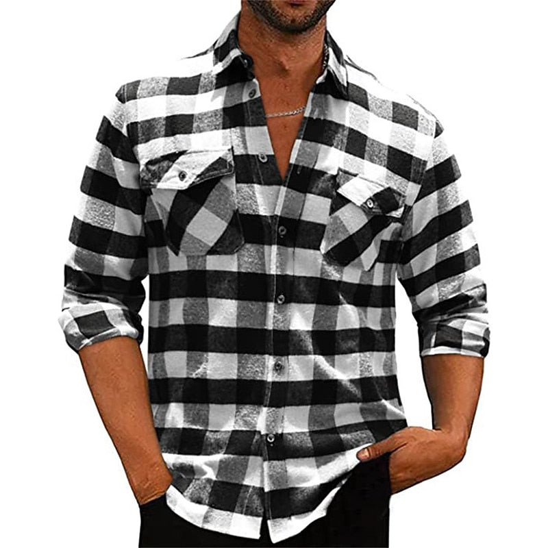 Herren Kariertes Hemd Klassisches Karohemd Relaxed Fit