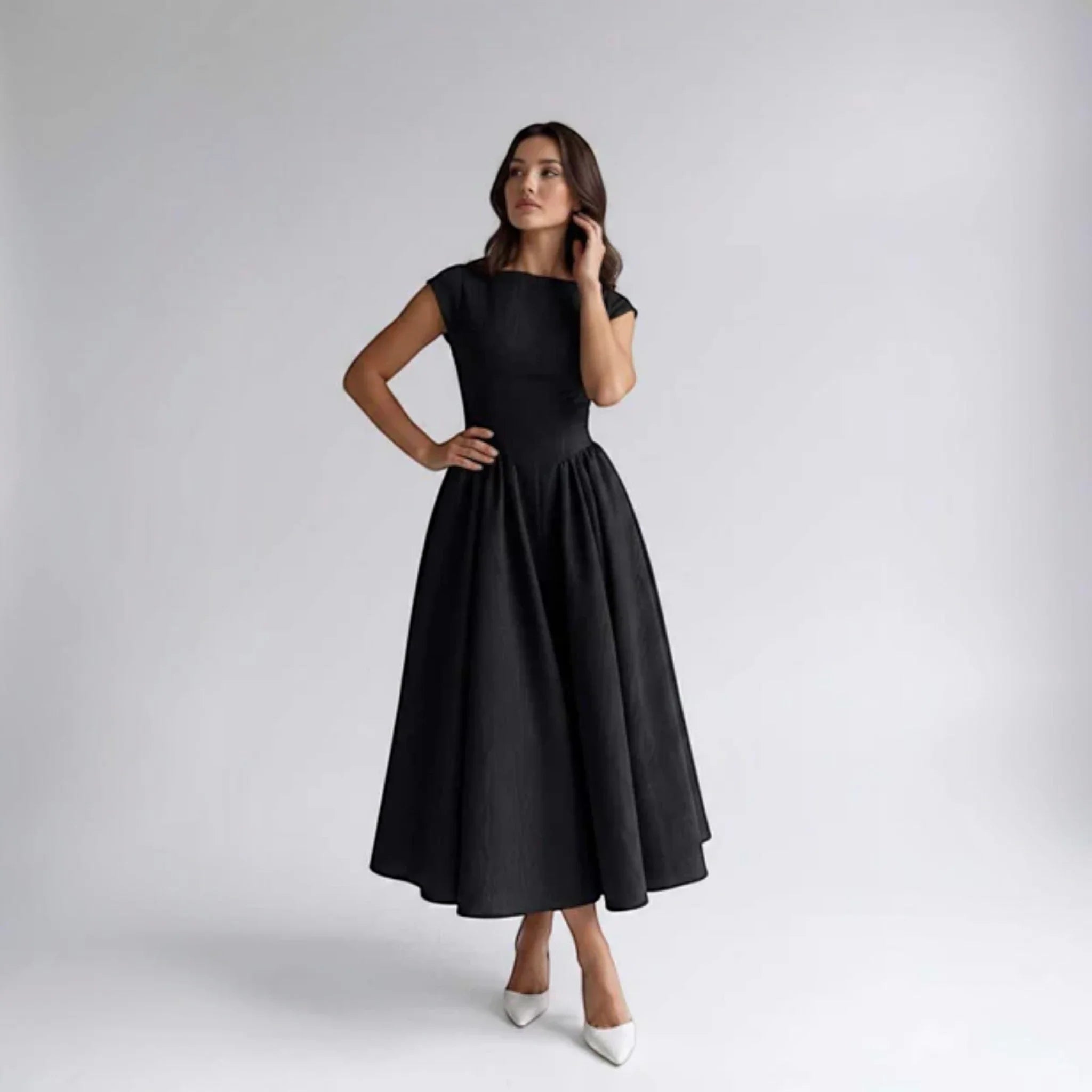 Damen A-Linien Midi-Kleid ärmellos Hochzeitsgast festlich - Image 17