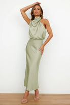 Damen Satin Abendkleid Rückenausschnitt - Image 5
