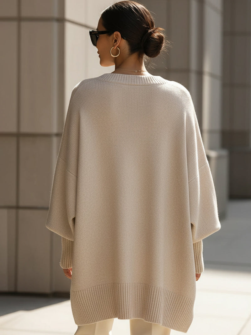 Damen Oversize Strickpullover Rundhals gestrickt - Image 2