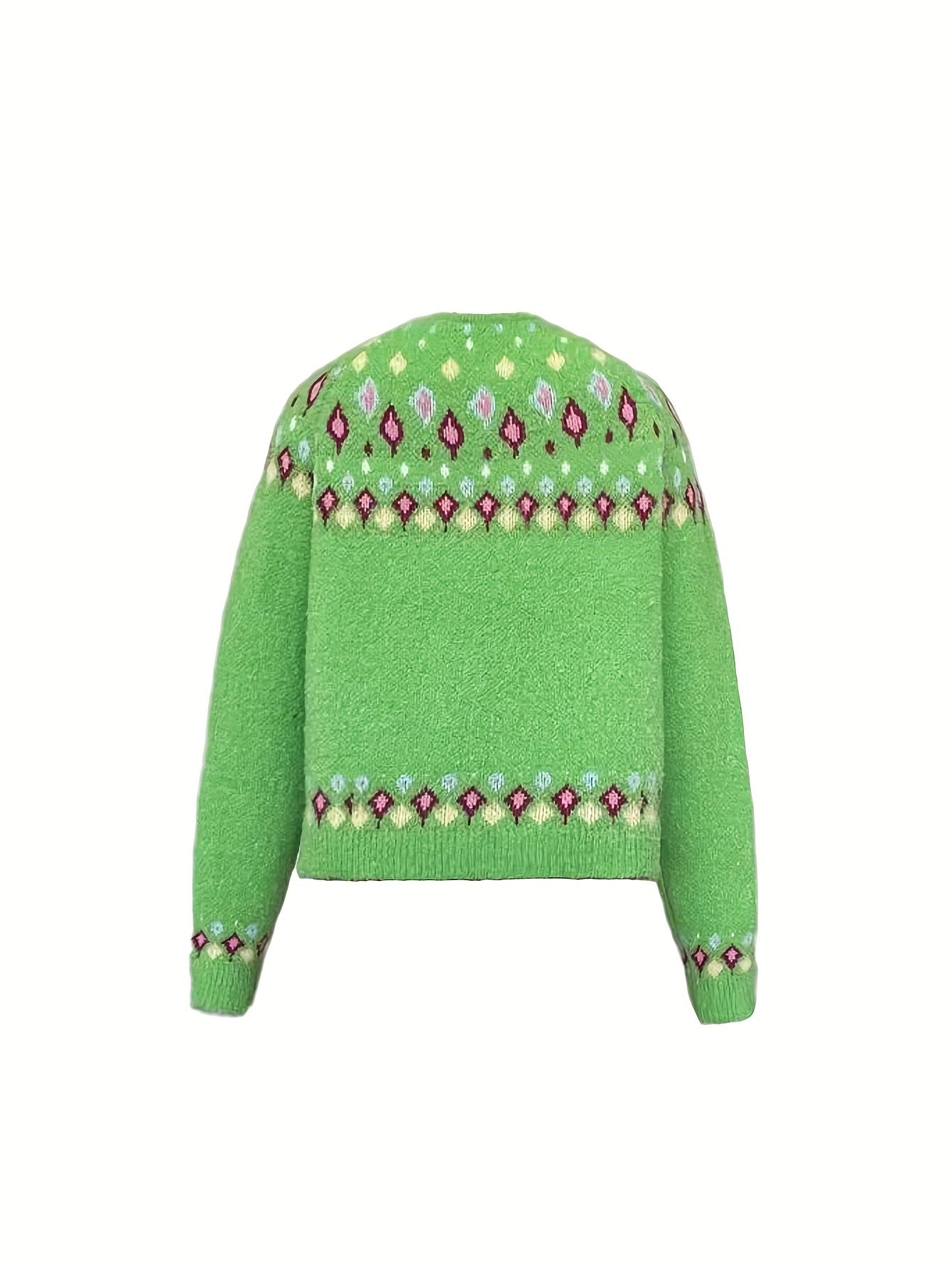 Damen Boho Strickjacke Bestickter Cardigan V-Ausschnitt - Image 6