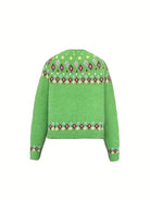 Damen Boho Strickjacke Bestickter Cardigan V-Ausschnitt - Image 6