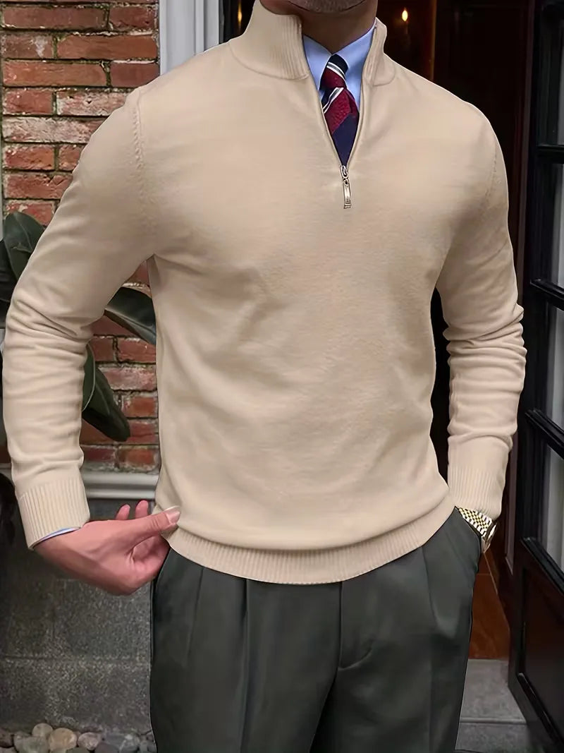 Herren Strickpullover Troyer Reißverschluss Stehkragen - Image 6