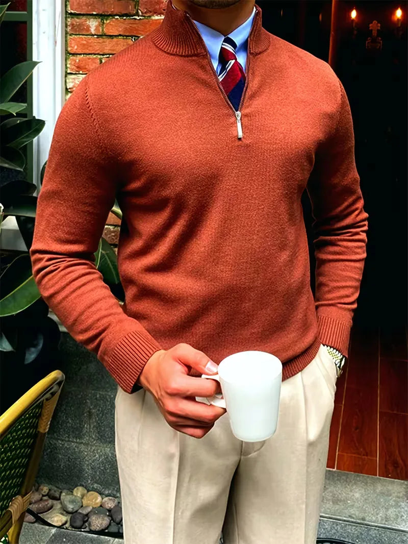 Herren Strickpullover Troyer Reißverschluss Stehkragen - Image 16