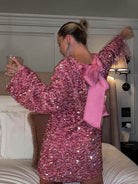 Bouclé Langarm Minikleid A-Linie - Image 9