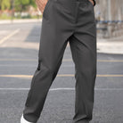 Herren Slim Fit Anzughose Tailored Straight-Leg Dunkelgrau