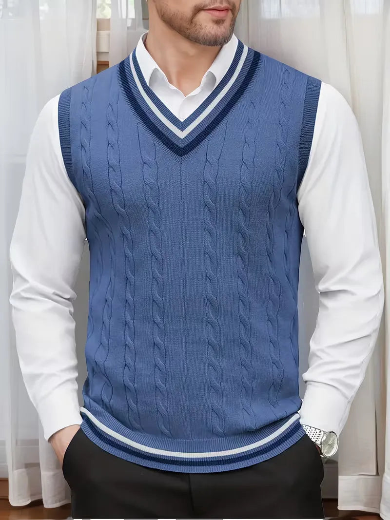 Herren Strick V-Ausschnitt Weste