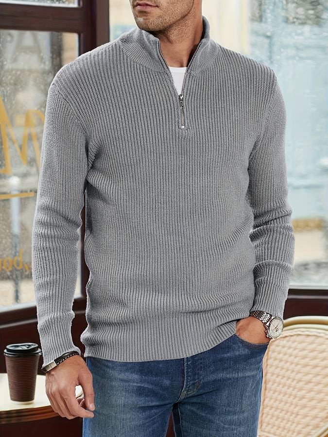 Herren Troyer Rippstrick Pullover mit Reißverschluss - Image 4