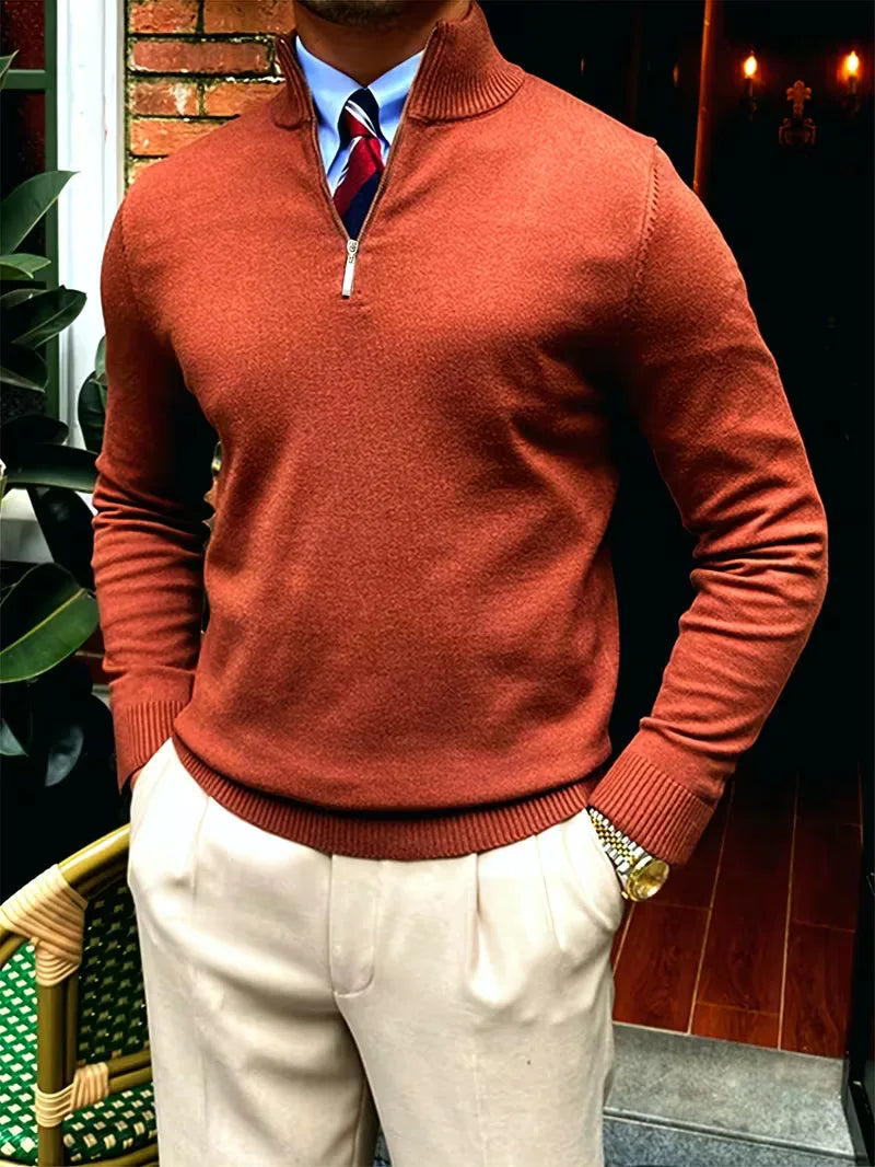 Herren Strickpullover Troyer Reißverschluss Stehkragen - Image 17