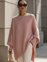 Γυναικείο oversized πλεκτό πουλόβερ με στρογγυλή λαιμόκοψη, πλεκτό.