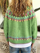Damen Boho Strickjacke Bestickter Cardigan V-Ausschnitt - Image 9