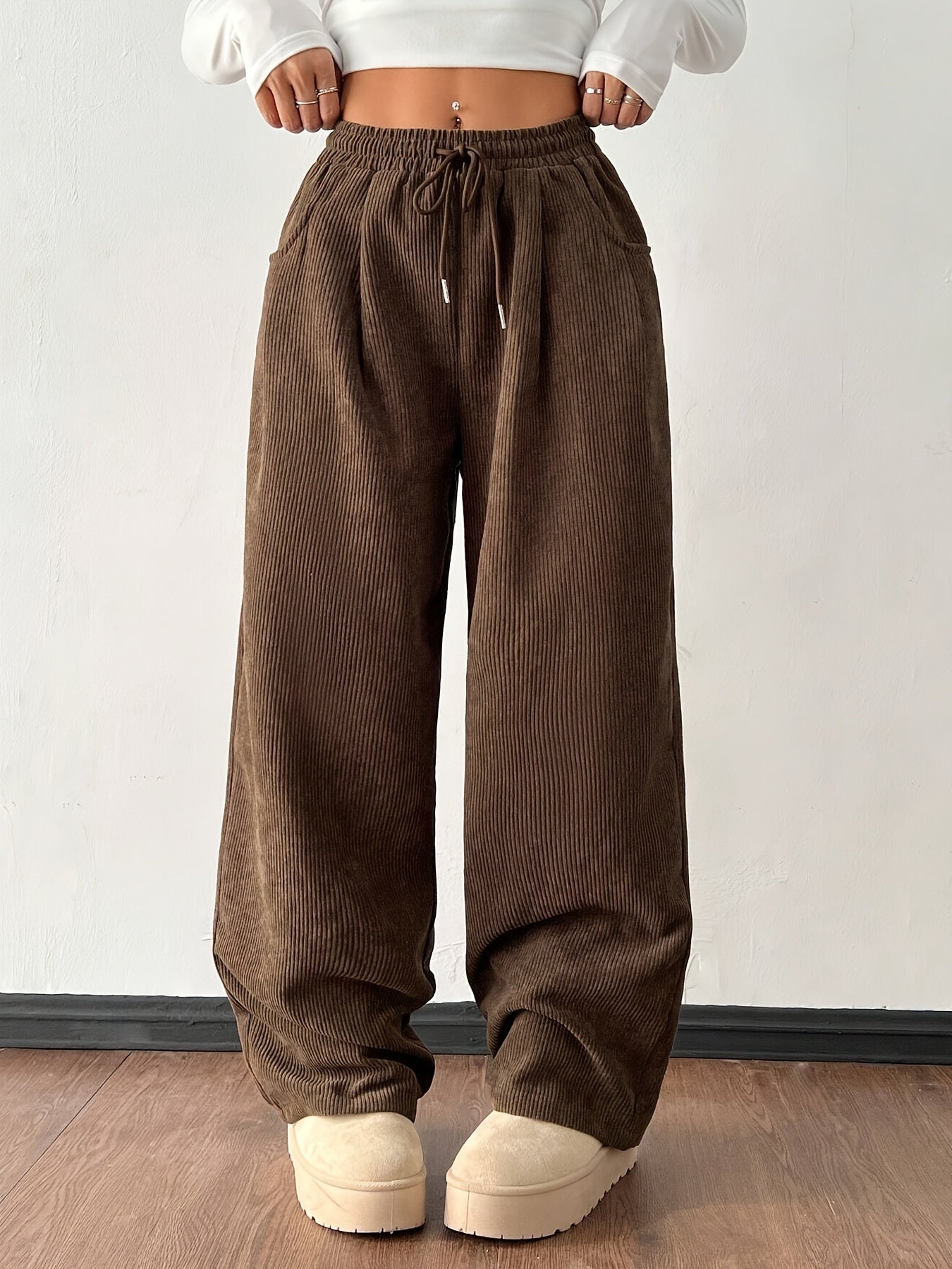 Damen Gerippte Weite Hose Relaxed Fit - Image 5