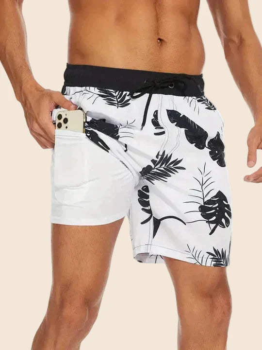 Men's Slim Fit Patterned Swim Shorts Inner Liner - Image 3