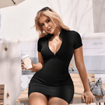 Valtieri - Mini robe femme avec revers et fermeture éclair