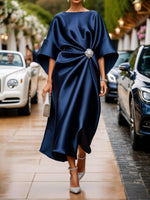 Xyra - Rochie maxi din satin strălucitor