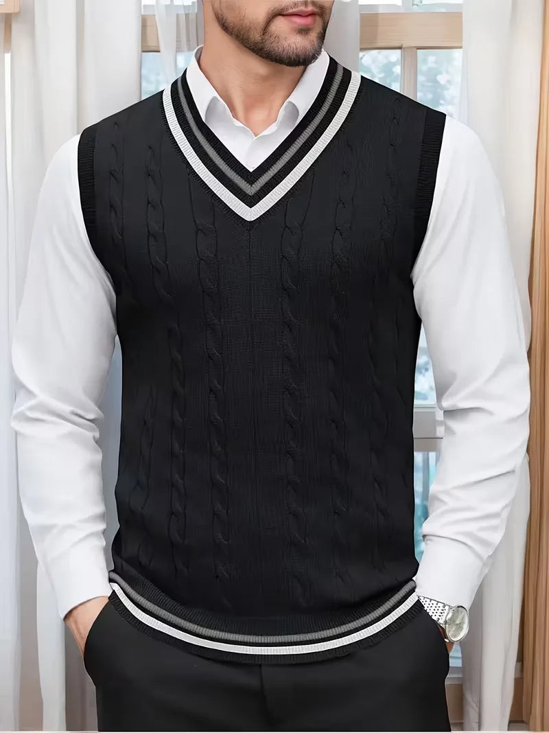 Herren Strick V-Ausschnitt Weste - Image 16