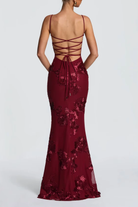Damen Maxikleid figurbetont Blumenstickerei Spaghettiträger - Image 18