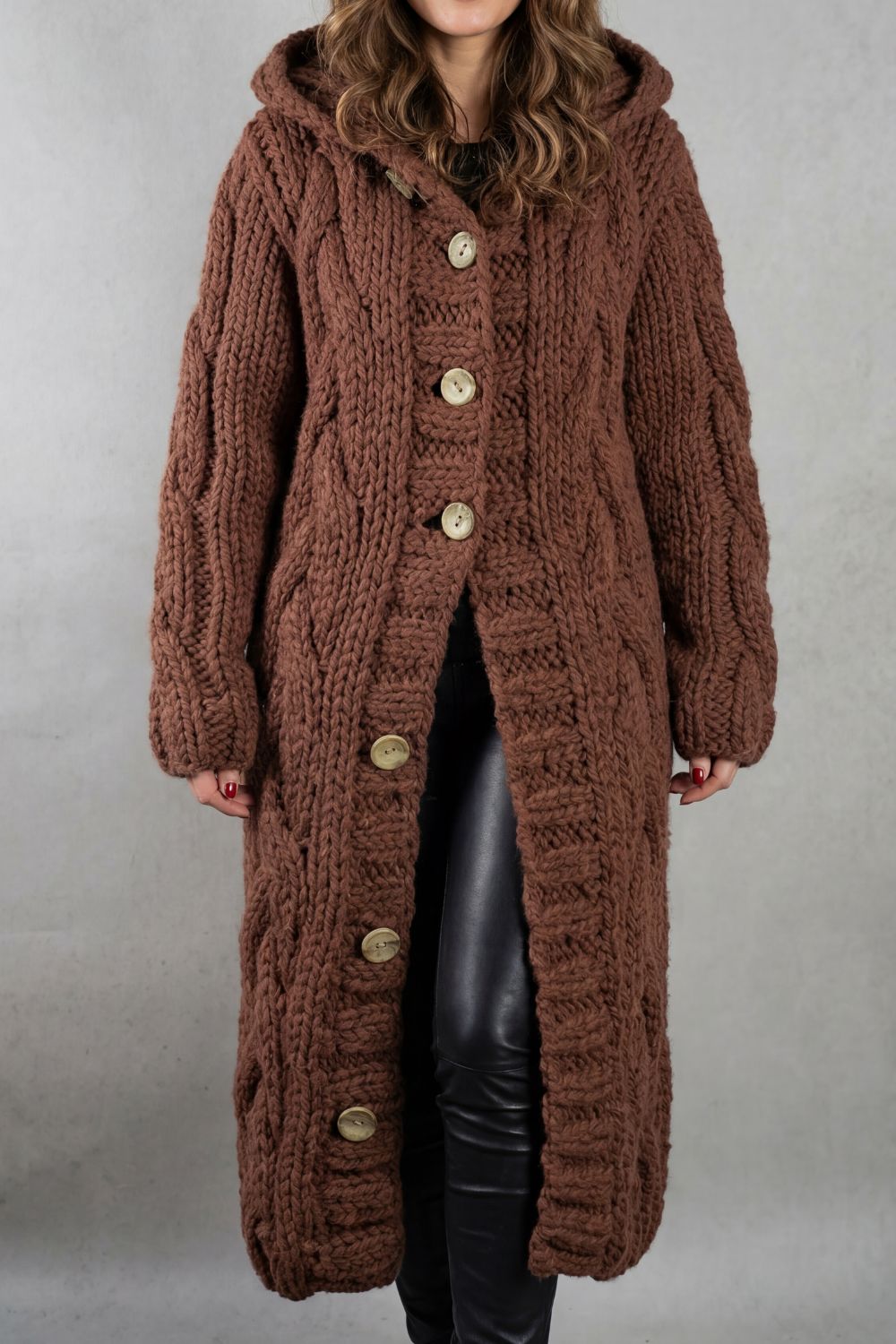 Damen Strick Oversized Kapuzencardigan Mantel - Image 10