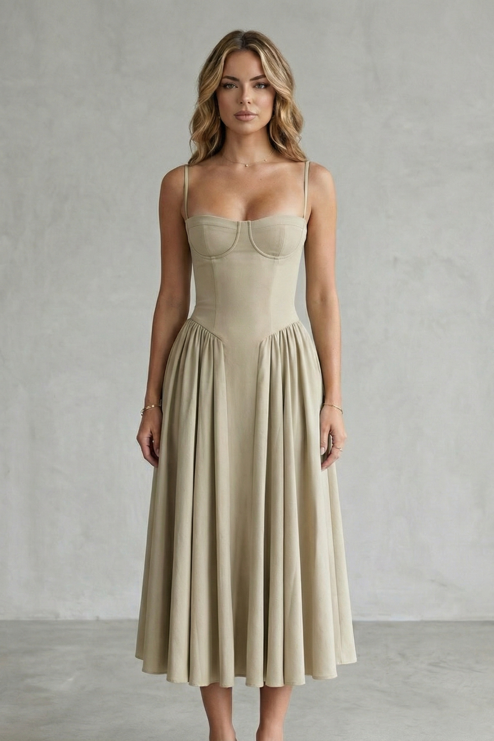 Damen ärmelloses Corsagenkleid Midi festlich - Image 14