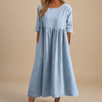 Robe midi d'été pour femme, coupe décontractée avec poches