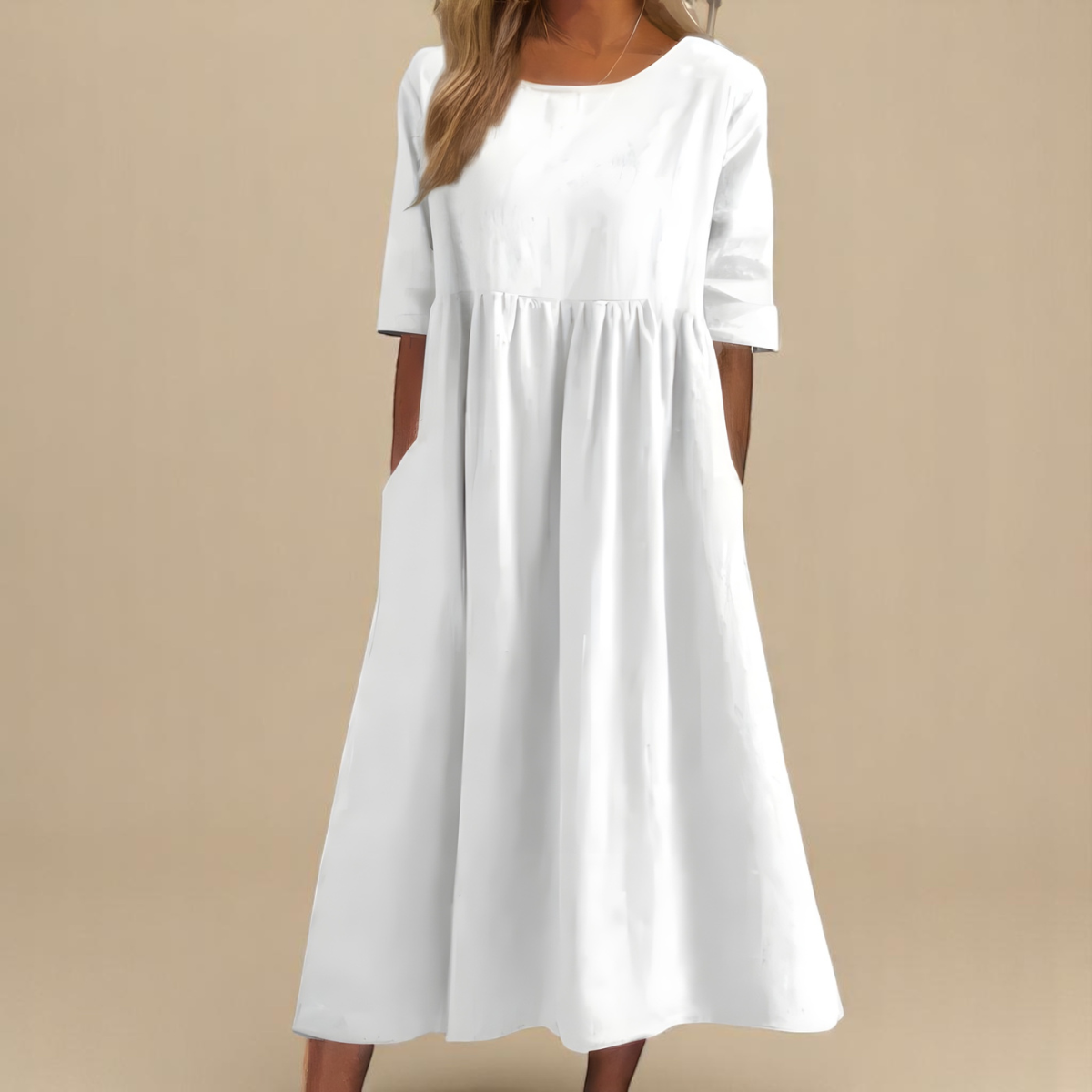 Damen Sommer Midikleid Relaxed Fit mit Taschen - Image 7