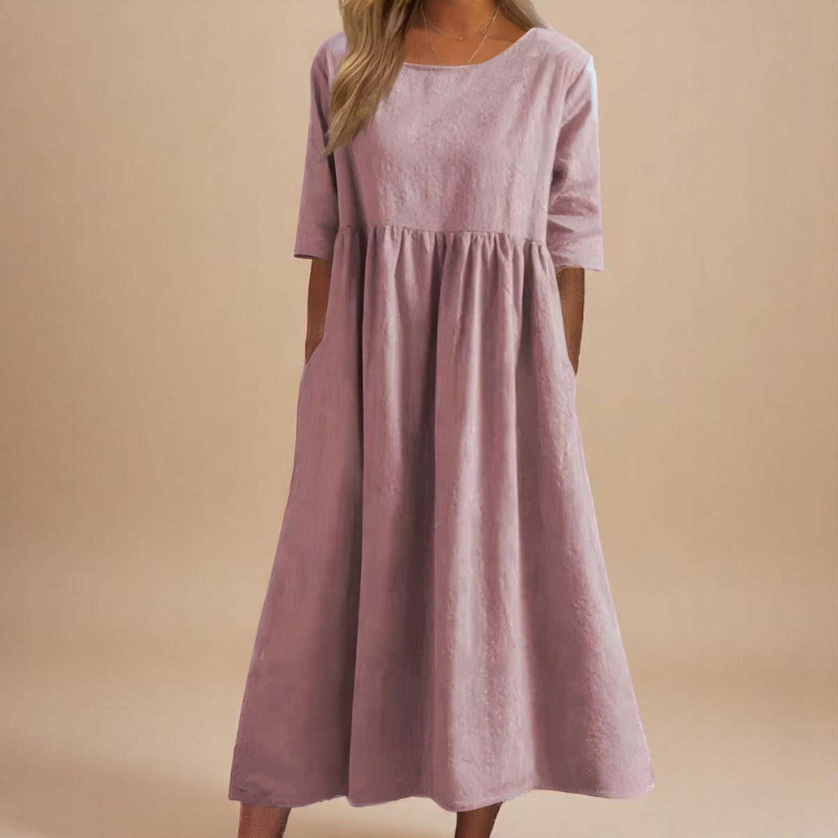 Damen Sommer Midikleid Relaxed Fit mit Taschen - Image 4
