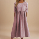 Damen Sommer Midikleid Relaxed Fit mit Taschen - Image 4