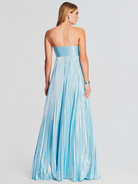Damen Abendkleid lang Plissee Metallisch Bustier Schlitz - Image 17